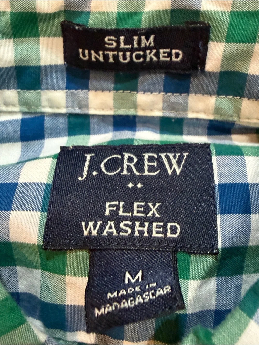 J.Crew Slim Untucked Flex Washed Gingham Shirt Size M